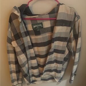 American Eagle Checkered Flannel Shirt in Black and Cream